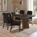 Conjunto Sala de Jantar Tampo de Madeira 4 Cadeiras Rustic/Preto/Oxford Arles Madesa