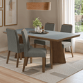 Conjunto Sala de Jantar Tampo de Madeira 4 Cadeiras Rustic/Cinza/Silver Arles Madesa