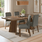 Conjunto Sala de Jantar Tampo com Vidro 4 Cadeiras Rustic/Silver Todi Madesa