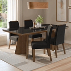 Conjunto Sala de Jantar Tampo com Vidro 4 Cadeiras Rustic/Preto/Oxford Todi Madesa