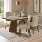 Conjunto Sala de Jantar Tampo com Vidro 4 Cadeiras Rustic/Crema/Imperial Todi Madesa