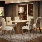 Conjunto Sala de Jantar Madesa Daniela Mesa Tampo de Madeira com 6 Cadeiras Rustic/Crema/Imperial