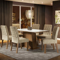 Conjunto Sala de Jantar Madesa Rafaela Mesa Tampo de Vidro com 6 Cadeiras Rustic/Branco/Imperial