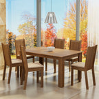 Conjunto Sala de Jantar Madesa Analu Mesa Tampo de Madeira com 6 Cadeiras Rustic/Sintético Bege