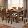Conjunto Sala de Jantar Mesa Tampo de Madeira 6 Cadeiras Rustic/Silver Analu Madesa