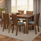 Conjunto Sala de Jantar Mesa Tampo de Madeira 6 Cadeiras Rustic/Silver Analu Madesa