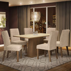 Conjunto Sala de Jantar Madesa Luciana Mesa Tampo de Madeira com 6 Cadeiras Rustic/Crema/Imperial