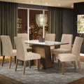 Conjunto Sala de Jantar Madesa Patricia Mesa Tampo de Vidro com 6 Cadeiras Rustic/Branco/Imperial