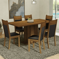 Conjunto Sala de Jantar Mesa Tampo de Madeira 6 Cadeiras Rustic/Preto Augusta Madesa