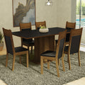 Conjunto Sala de Jantar Mesa Tampo de Madeira 6 Cadeiras Preto/Rustic Augusta Madesa