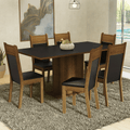 Conjunto Sala de Jantar Mesa Tampo de Madeira 6 Cadeiras Preto/Rustic Augusta Madesa