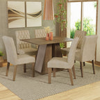 Conjunto Sala de Jantar Mesa Tampo de Madeira 6 Cadeiras Rustic/Crema/Imperial Fabiana Madesa