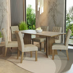 Conjunto Sala de Jantar Mesa Tampo de Madeira 6 Cadeiras Rustic/Crema/Imperial Madison Madesa
