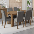 Conjunto Sala de Jantar Mesa Tampo de Madeira 6 Cadeiras Rustic/Silver Allegro Madesa