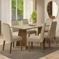 Conjunto Sala de Jantar Tampo de Vidro 6 Cadeiras Rustic/Crema/Imperial Siena Madesa