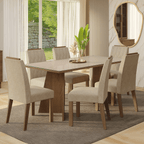 Conjunto Sala de Jantar Tampo de Vidro 6 Cadeiras Rustic/Crema/Imperial Siena Madesa