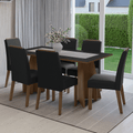 Conjunto Sala de Jantar Tampo de Madeira 6 Cadeiras Rustic/Preto/Oxford Soho Madesa