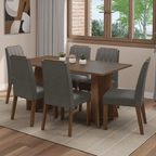 Conjunto Sala de Jantar Tampo de Madeira 6 Cadeiras Rustic/Silver Leon Madesa