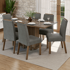 Conjunto Sala de Jantar Tampo de Vidro 6 Cadeiras Rustic/Silver Dália Madesa