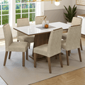 Conjunto Sala de Jantar Tampo de Vidro 6 Cadeiras Rustic/Branco/Imperial Tulipa Madesa