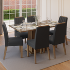 Conjunto Sala de Jantar Tampo de Vidro 6 Cadeiras Rustic/Oxford Azaleia Madesa