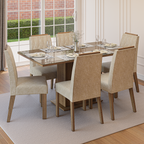 Conjunto Sala de Jantar Tampo de Vidro 6 Cadeiras Rustic/Imperial Azaleia Madesa