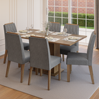 Conjunto Sala de Jantar Tampo de Madeira 6 Cadeiras Rustic/Silver Bosque Madesa
