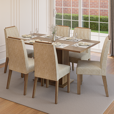 Conjunto Sala de Jantar Tampo de Madeira 6 Cadeiras Rustic/Imperial Bosque Madesa