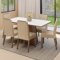 Conjunto Sala de Jantar Tampo de Madeira 6 Cadeiras Rustic/Branco/Imperial Cedro Madesa