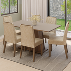 Conjunto Sala de Jantar Tampo de Madeira 6 Cadeiras Rustic/Crema/Imperial Cedro Madesa