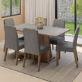 Conjunto Sala de Jantar Tampo de Madeira 6 Cadeiras Rustic/Cinza/Silver Cedro Madesa