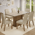 Conjunto Sala de Jantar Tampo de Vidro 6 Cadeiras Rustic/Crema/Imperial Avenca Madesa