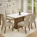 Conjunto Sala de Jantar Tampo de Madeira 6 Cadeiras Rustic/Branco/Imperial Hortelã Madesa