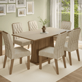 Conjunto Sala de Jantar Tampo de Madeira 6 Cadeiras Rustic/Crema/Imperial Hortelã Madesa