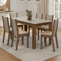 Conjunto Sala de Jantar Lucena Mesa Tampo de Madeira 6 Cadeiras Rustic/Crema/Sintético Bege Madesa