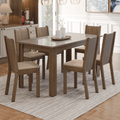 Conjunto Sala de Jantar Cereja Mesa Tampo de Vidro 6 Cadeiras Rustic/Crema/Sintético Bege Madesa