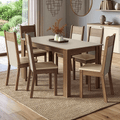 Conjunto Sala de Jantar Latte Mesa Tampo de Madeira 6 Cadeiras Rustic/Crema/Sintético Bege Madesa