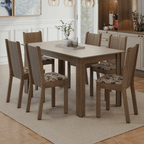 Conjunto Sala de Jantar Dolce Mesa Tampo de Madeira 6 Cadeiras Rustic/Crema/Bege Marrom Madesa