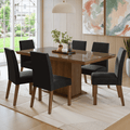 Conjunto Sala de Jantar Tampo com Vidro 6 Cadeiras Rustic/Oxford Alba Madesa