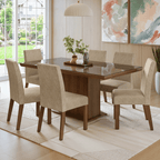Conjunto Sala de Jantar Tampo com Vidro 6 Cadeiras Rustic/Imperial Alba Madesa