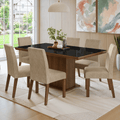 Conjunto Sala de Jantar Tampo com Vidro 6 Cadeiras Rustic/Preto/Imperial Alba Madesa