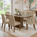 Conjunto Sala de Jantar Tampo com Vidro 6 Cadeiras Rustic/Crema/Imperial Alba Madesa