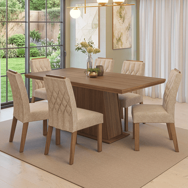 Conjunto Sala de Jantar Tampo de Madeira 6 Cadeiras Rustic/Imperial Assis Madesa