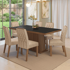 Conjunto Sala de Jantar Tampo de Madeira 6 Cadeiras Rustic/Preto/Imperial Assis Madesa