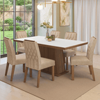 Conjunto Sala de Jantar Tampo de Madeira 6 Cadeiras Rustic/Branco/Imperial Assis Madesa