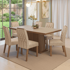 Conjunto Sala de Jantar Tampo de Madeira 6 Cadeiras Rustic/Crema/Imperial Assis Madesa