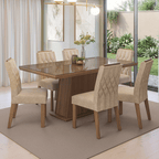 Conjunto Sala de Jantar Tampo com Vidro 6 Cadeiras Rustic/Imperial Colmar Madesa