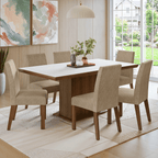 Conjunto Sala de Jantar Tampo de Madeira 6 Cadeiras Rustic/Branco/Imperial Grasse Madesa