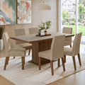 Conjunto Sala de Jantar Tampo de Madeira 6 Cadeiras Rustic/Crema/Imperial Grasse Madesa