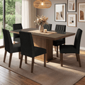 Conjunto Sala de Jantar Tampo com Vidro 6 Cadeiras Rustic/Oxford Dinan Madesa